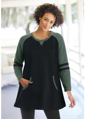 Plus Size Women's Baseball Sweatshirt by Woman Within in Black Pine (Size 2X)