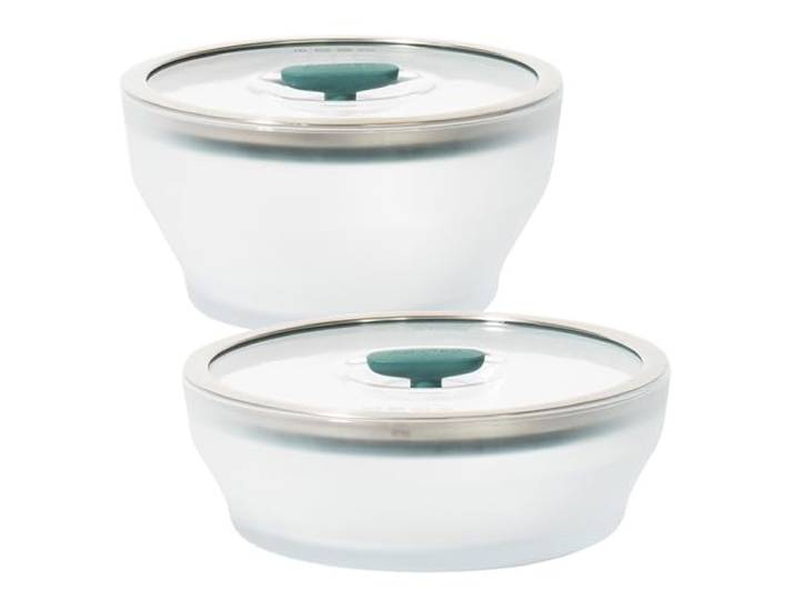 Anyday Mikrowellen-Kochgeschirr und Glas-Lebensmittelaufbewahrungs-Set mit Glasdeckel, mittelgroße, plastikfreie Behälter, stapelbarer Dampfgarer mit belüftetem Deckel zum mikrowellengeeigneten
