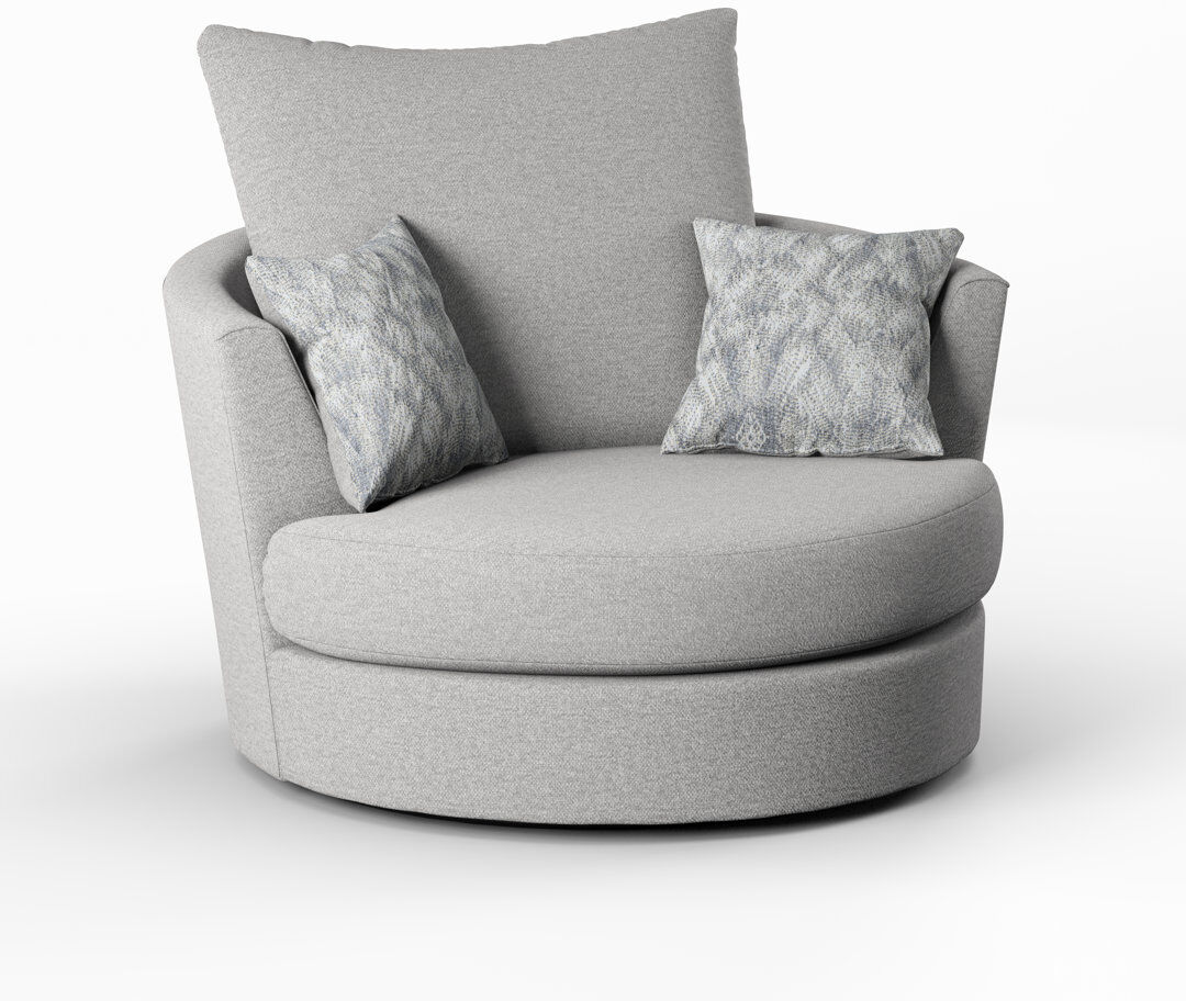 Ebern Designs Upholstered Swivel Barrel Chair Grey 85cm H X 115cm W X 105cm D