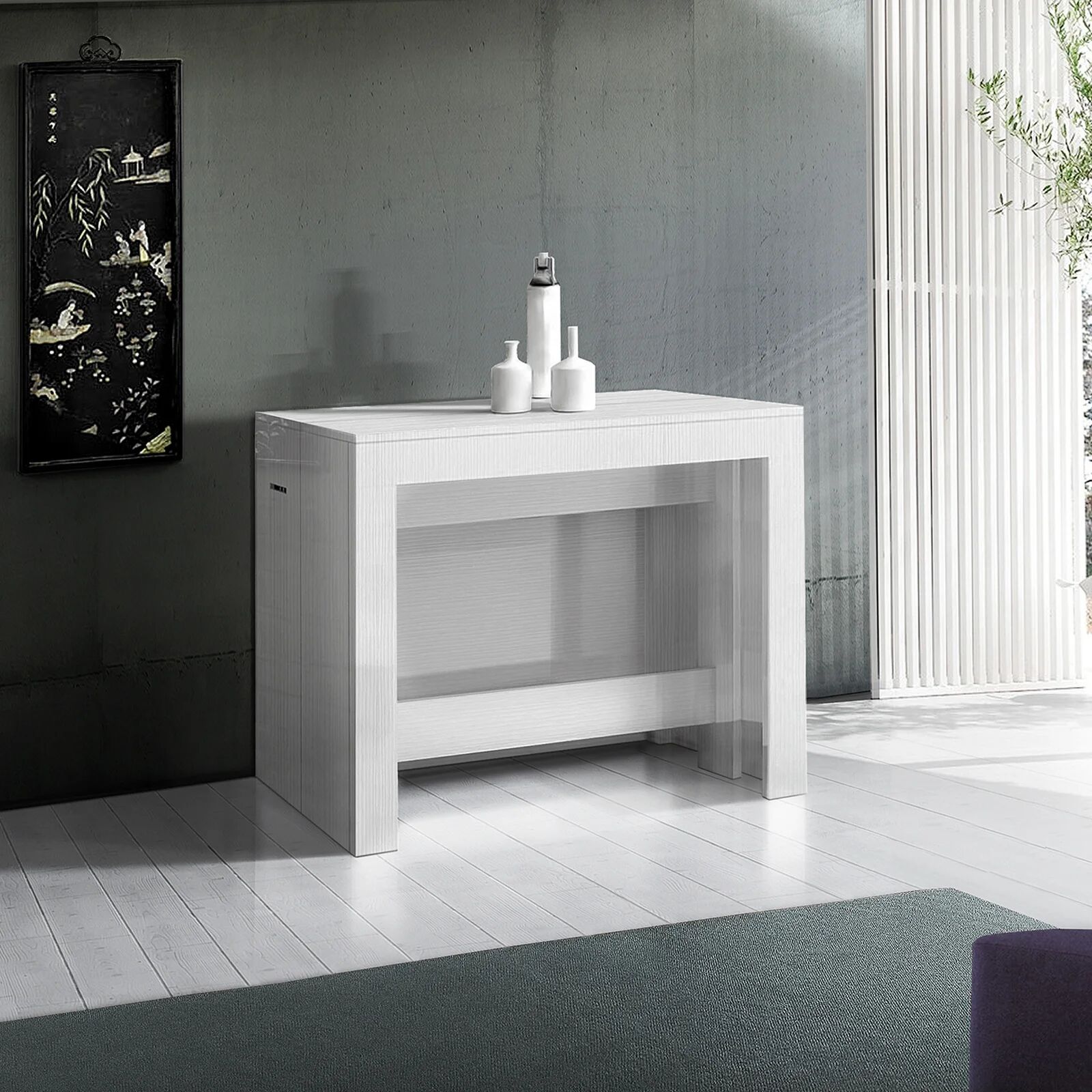 garneroarredamenti Tavolo consolle allungabile 50-300cm bianco frassinato Zenzero