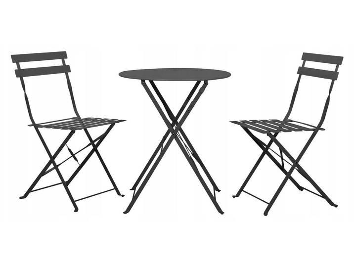 SEMPLICI Ensemble de meubles de jardin - 3-pièces - Noir - Ensemble Bistro 3-pièces - Ensemble de meubles de balcon -Table de terrasse Chaises de jardin à haut dossier