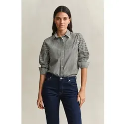 Gant für Damen. 4300214 Grün gestreiftes Hemd (40), Lässig, Baumwolle, Klassisch, Langarm