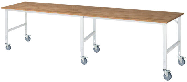 Rau Table de travail mobile (HV) Tom (6 LR), L4000xP1000xH910-1230mm, Plateau B 25mm (06-625B10-40-6LF.12)