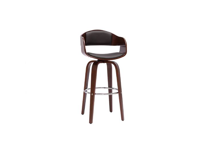 Design-Barhocker drehbar schwarz und dunkles Holz H67.5 cm GAO