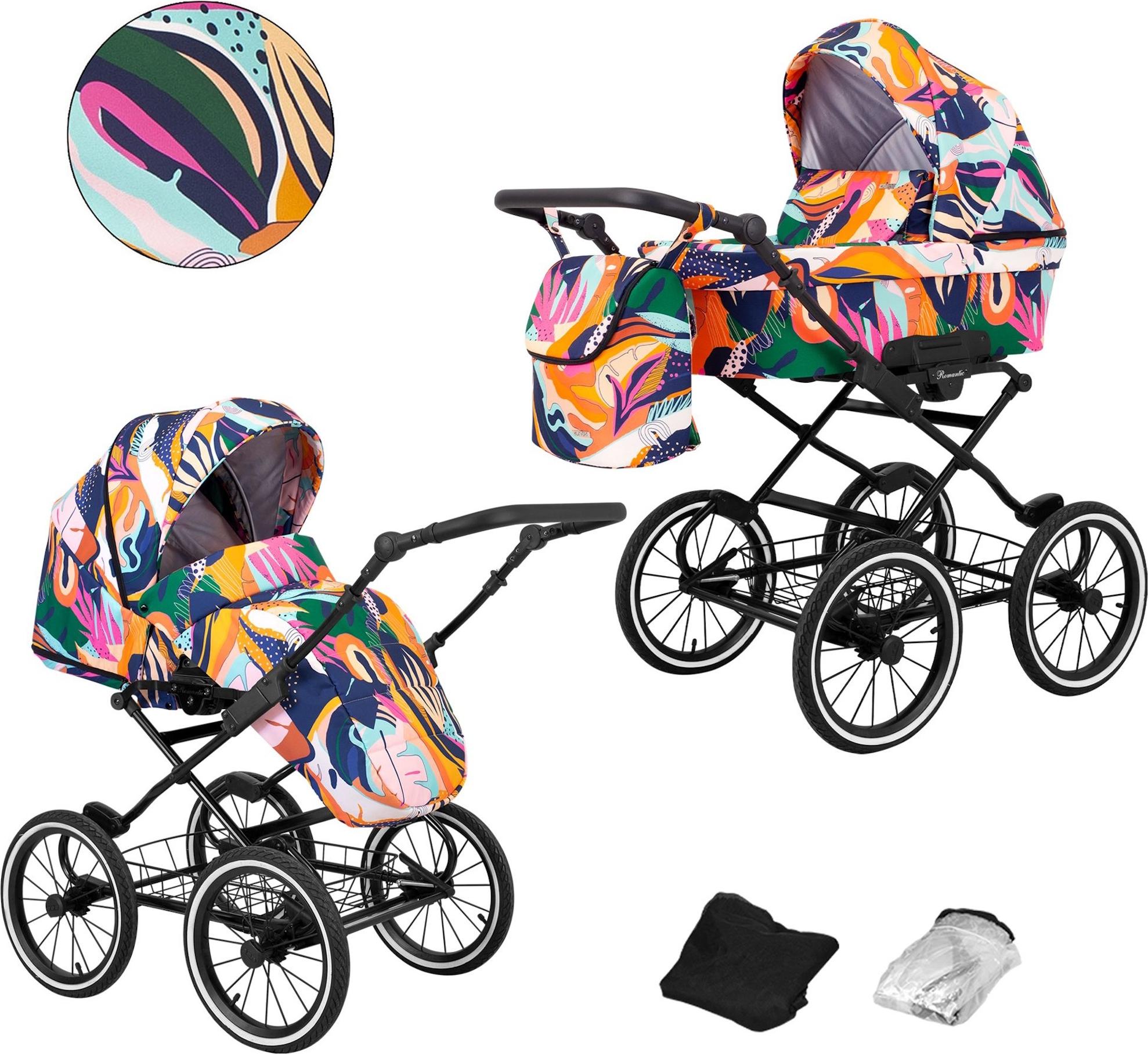 Kinderwagen Kunert Romantic 2in1 - Schwarzes Gestell - Farbe: Bunt