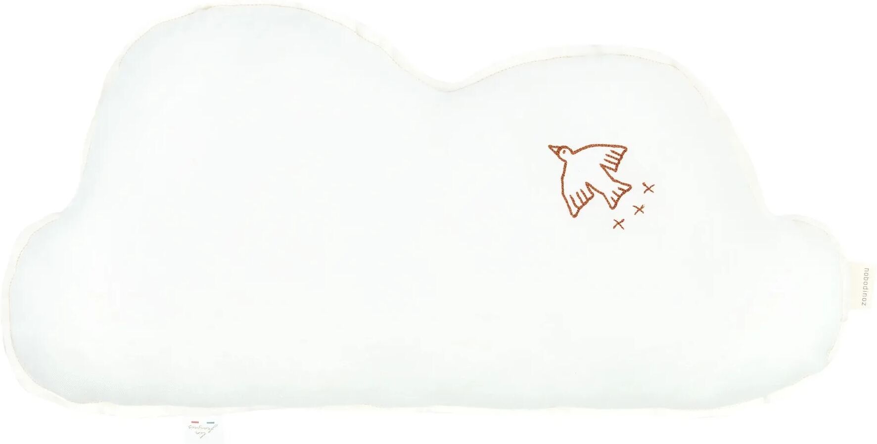 Nobodinoz Coussin Nuage avec broderie Oiseau - Lin Français Ecru taille unique