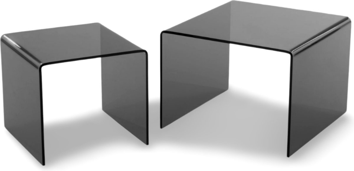 Dulaire Bijzettafel Set van 2 Zwart Glas