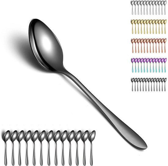 Benza Ibenzoa 12-delige set zwarte soeplepels met titaniumcoating van roestvrij staal