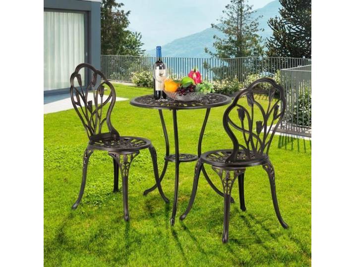Ensemble Salon de Jardin Balcon Bistro - Yaheetech - Table 59x67 cm - Chaise 44x85 5 cm - Alliage d'aluminium