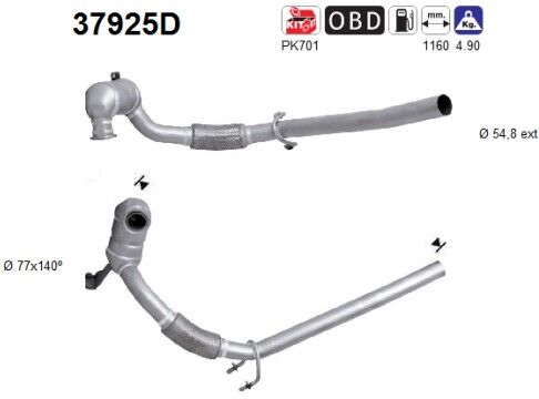 As Katalysator 37925d Für Vw