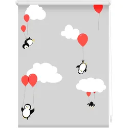 Lichtblick Rollo Klemmfix, ohne Bohren, blickdicht, Pinguine - Rot