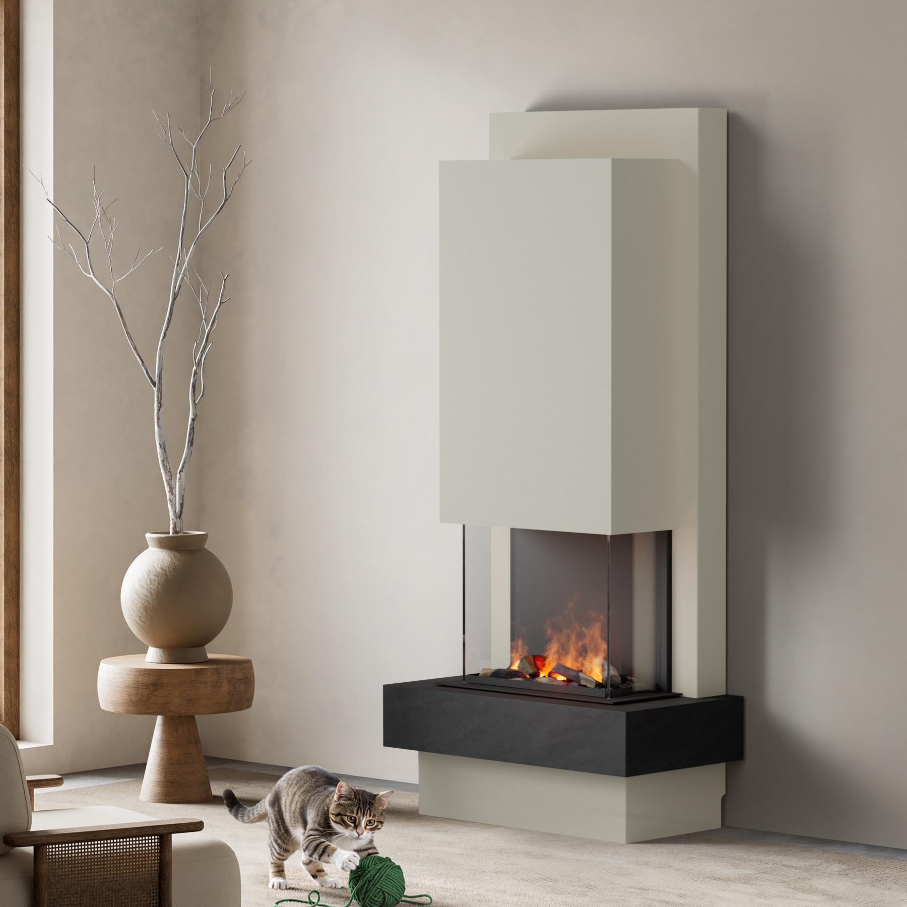muenkel design Milano [moderner Design Elektrokamin Opti-myst]: Nero (Schiefer schwarz) - weiß