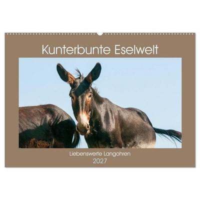 Kunterbunte Eselwelt - Liebenswerte Langohren (Wandkalender 2027 DIN A2 quer), CALVENDO Monatskalender