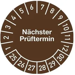 Mehrjahresprüfplakette D.30mm Nächster Prüftermin 2025-2030 Folie Btl.a 100 St.