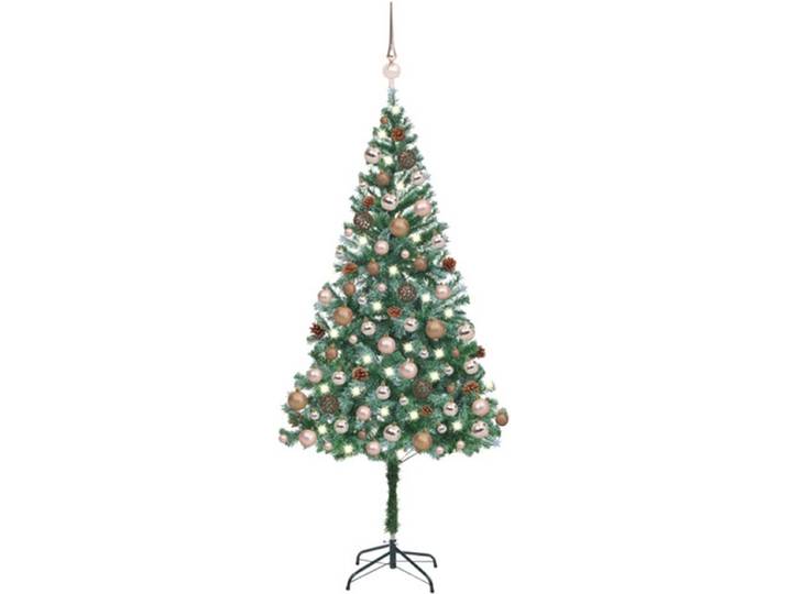 vidaXL - Kunstkerstboom - met - verlichting - kerstballen - dennenappels - 180 - cm