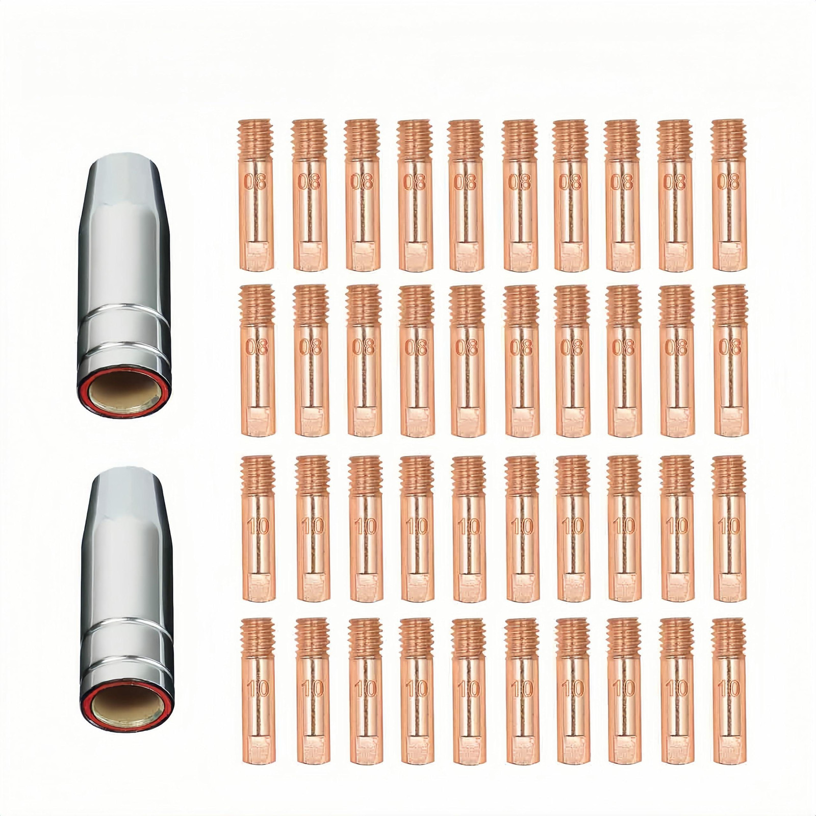 Selius 42 stuks MIG Lassen MB15 15AK Contact Tips 0.8/1.0mm