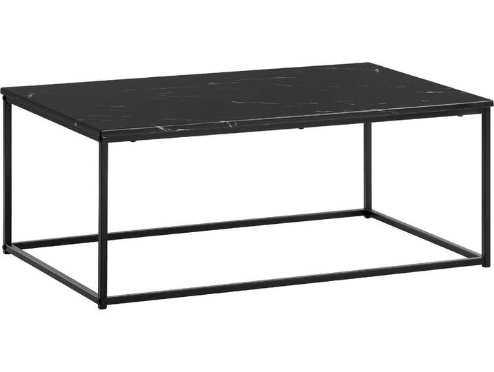 Couchtisch \ Cixi\ aus Tischplatte: foliertes MDF (mit Polyresin-Beschichtung) Gestell: lackierter Stahl in Schwarz. Abmessungen (B/H/T) 100x40x60 cm