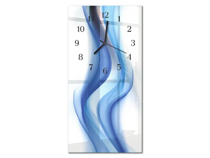Tulup Wanduhr aus Glas 30x60 cm - Abstrakter Rauch, Blau, Rechteckig, 30x60x0.4 cm, Dekoration, Uhren, Wanduhren