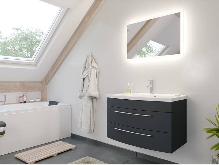 Ensemble de salle de bain Luna 2 pièces 82 x 49 x 53cm Gris/Graphite