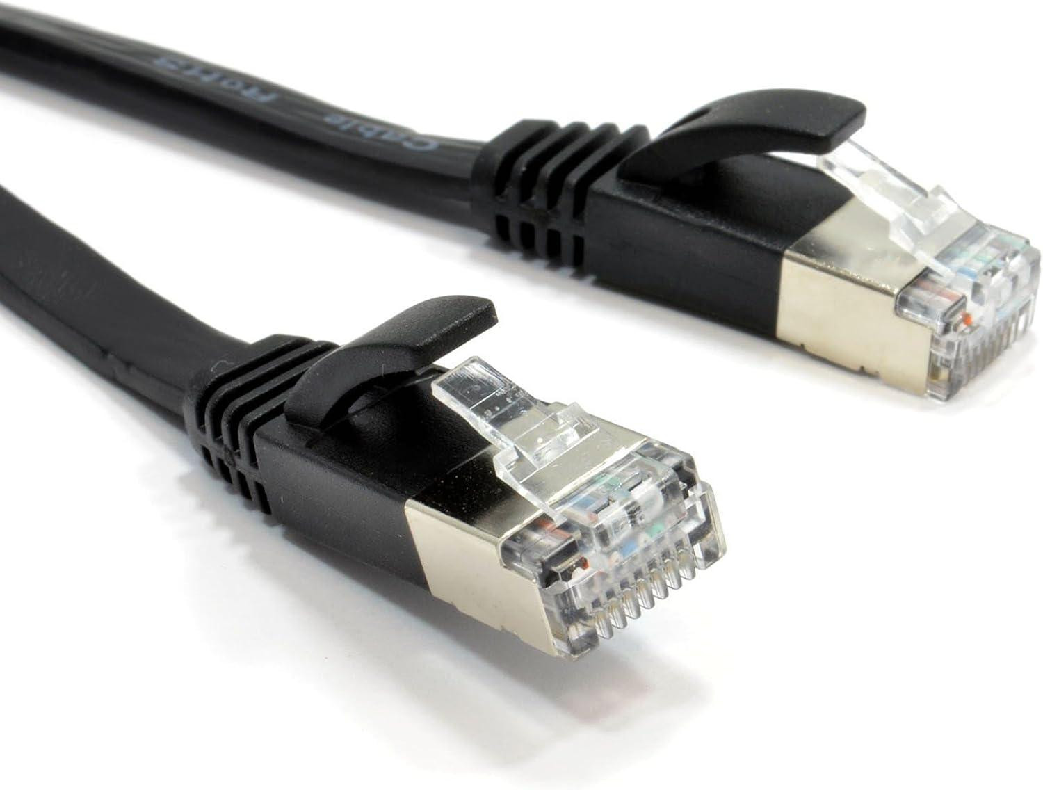 Merkloze CAT6A LAN-kabel, S/STP afgeschermd, plat Ethernet RJ45, 5 meter