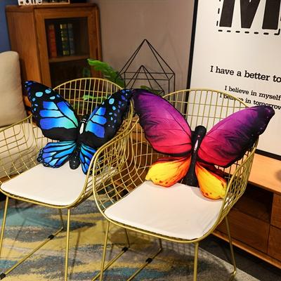 DynamicDeals Butterfly Plush Throw Pillow Cushion For Couch, Bed & Cozy Room Decor red