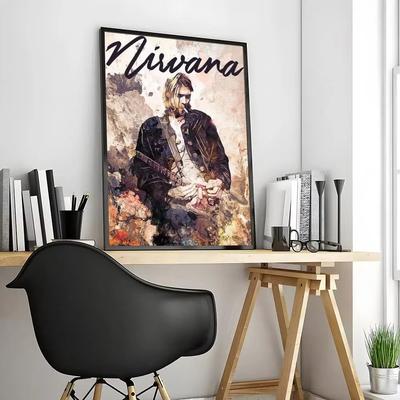 Uplift Treasures Nirvana Rock Band Calligraphy Canvas Poster 7 8.27 11.81 In Frameless
