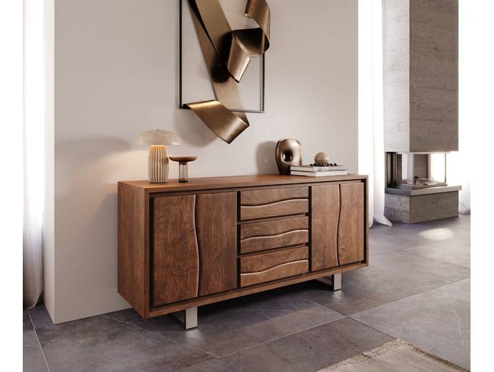 Buffet Live Edge 172 cm acacia marron 3 tiroirs 4 portes