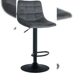 Décoshop26 - Moderner Barhocker x1 in schwarzem Samt mit Steppmuster und schwarzem Metallfuß in Trompetenform 10_0005665 10_0005665