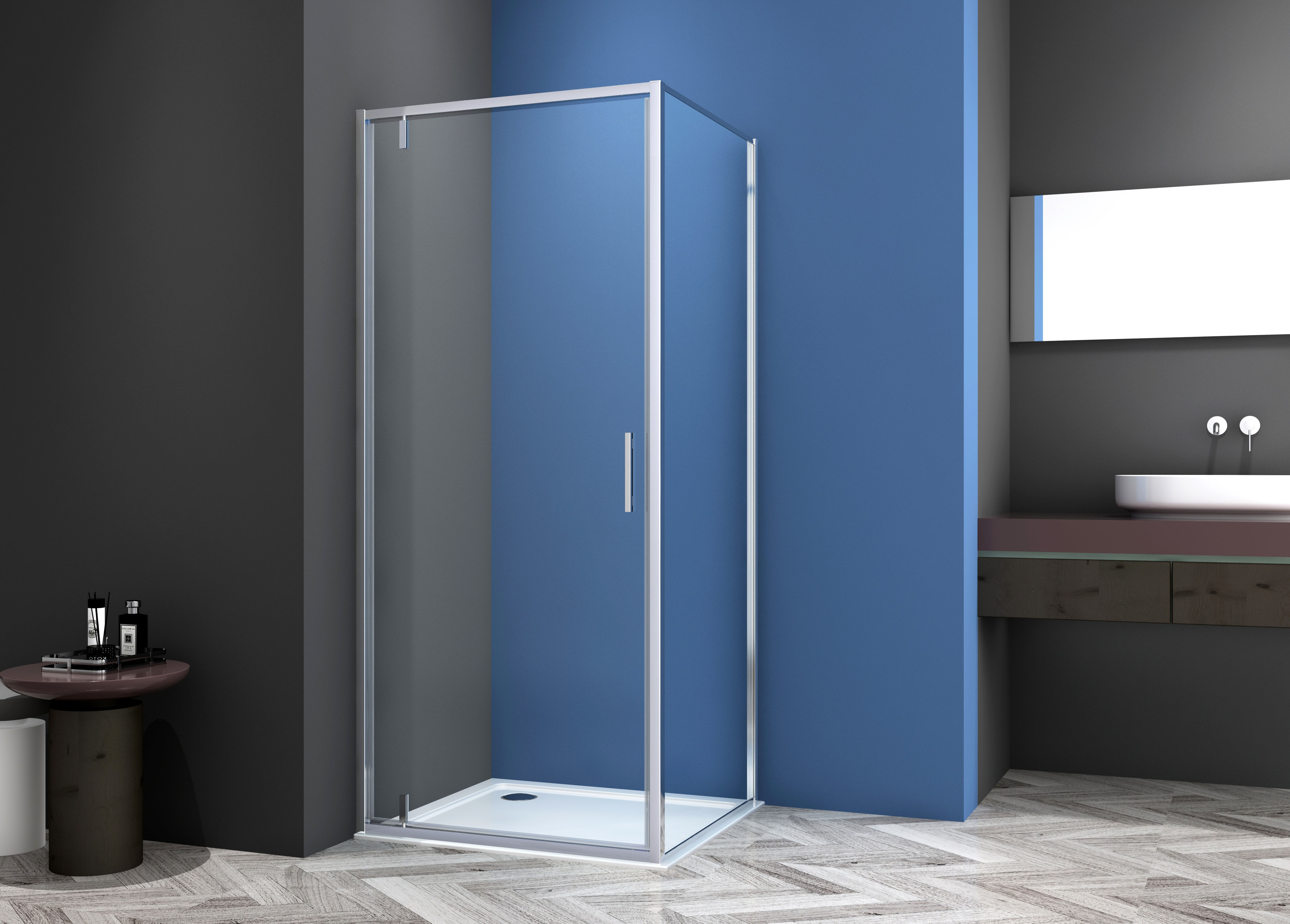 Dusch-Schwingtür SANOTECHNIK "Sanotechnik SlimLine Schwenktür chrom", silber (chrom), B:80cm H:200cm, Duschtüren, Dusch-Schwingtür, Easy Clean Beschichtung