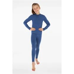 Viking, Mädchen, Funktionsshirt, Flam Kids Set Merino blau Kinderunterwäsche (116, 128), Blau