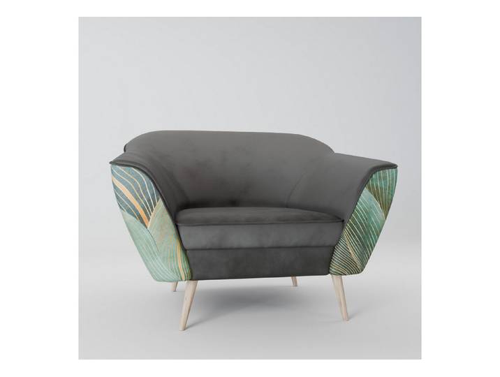 SPACEREBELS Sessel Gloria, Loungesessel mit Buchenholzbeinen, Samt Riviera, SpaceRebels-Muster