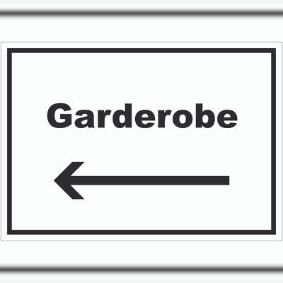 HB-Druck Garderobe Aufkleber mit Text Richtungspfeil links Kleidung aufbewahren waagerecht A1 (594x841mm)