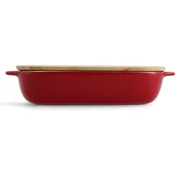KitchenAid overschaal met bamboe deksel - large - keizer rood, Auflaufform, Rot