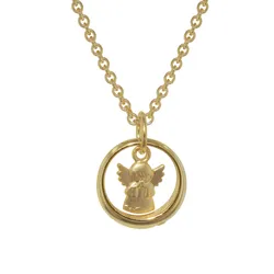 trendor 72931 Anhänger Taufring mit Engel Gold 333 mit goldplattierter Kette, 38 cm