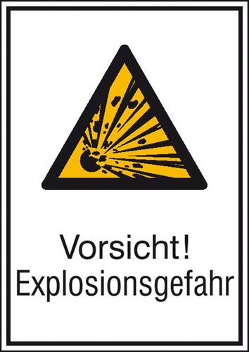 Warn-Kombischild Vorsicht! Explosionsgefahr Folie selbstklebend (B x H) 131mm x 185mm ISO 7010 1St.