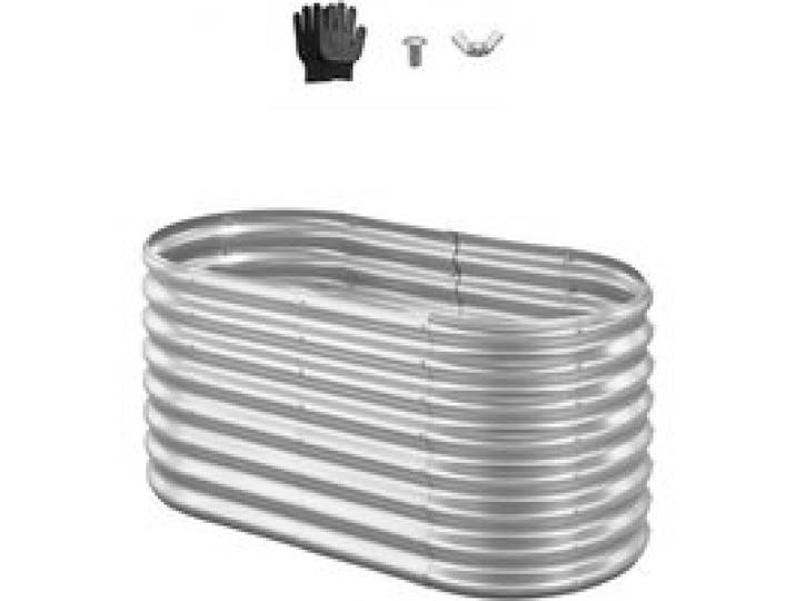 VEVOR Potager Surélevé Métal 120x60x60 cm Carré Potager Surélevé Galvanisé Lit de Jardin Ovale Bac de Jardinage Fond Ouvert pour Culture de Légumes Fleurs Herbes Aromatiques Plantes Grasses, Argenté