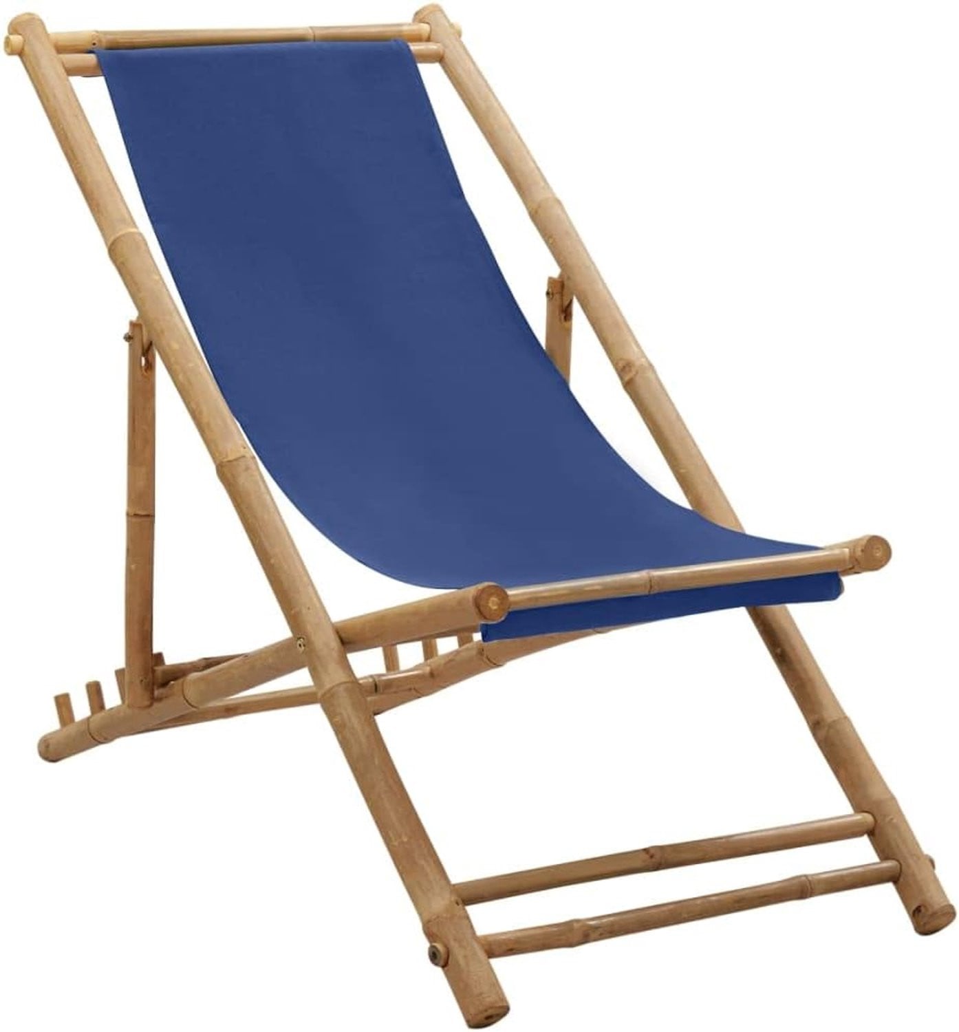 Marineblauwe bamboe en canvas balkonstoel voor terras en tuin