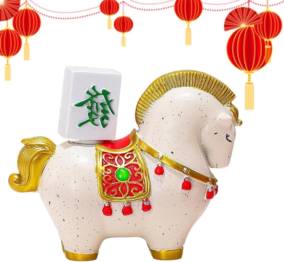 Wit Paardenbeeldje Decoratie met Draaibare Basis - 12 cm