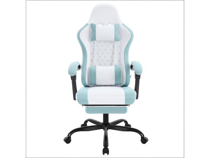 Gisaae Drehstuhl mit Massage Lendenkissen drehbar bis 150 kg, Blau, 70x127x70 cm, Büromöbel, Bürostühle, Drehstühle