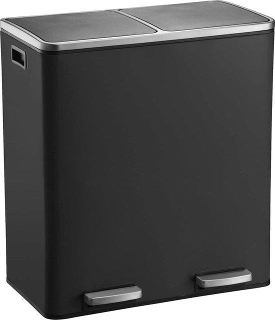 Küchenabfalleimer mit Pedal - 60 Liter - Edelstahl matt schwarz