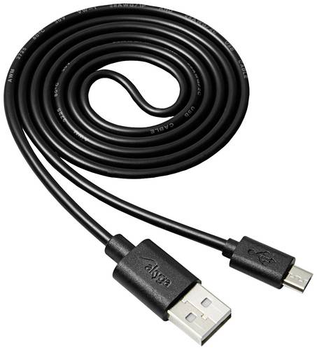Akyga USB-Kabel USB-A Stecker, USB-Micro-B Stecker 1.00m Schwarz AK-USB-21