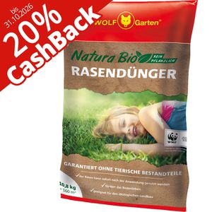 Wolf-Garten Dünger NR 10,8 Natura Bio Rasendünger, 20% Cashback, Langzeitwirkung, 10,8 kg für 160m²
