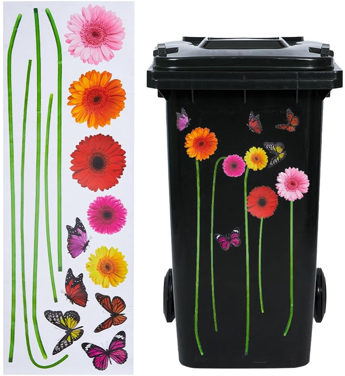 Aladdien Wandstickers 3D Bloemen Gerbera & Zonnebloem - Kleurvol & Waterproof - Peel & Stick Muurdecoratie