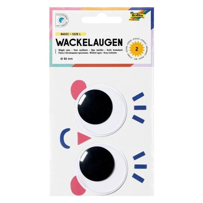Folia Wackelaugen "Basic", 50 mm, 2 Stück, selbstklebend (750050)