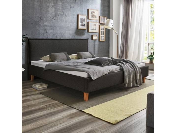 HOMELIV. Polsterbett Zibo Webstoff 180x200cm Braun modern, höhenverstellbar