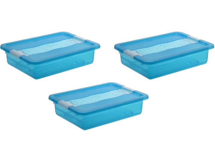 Organizer KEEEPER cornelia , blau, B:29,5cm H:9,5cm T:39,5cm, Kunststoff, Aufbewahrungsboxen, Organizer, Aufbewahrungsbox, mit Deckel, Schiebeverschluss, 7 L
