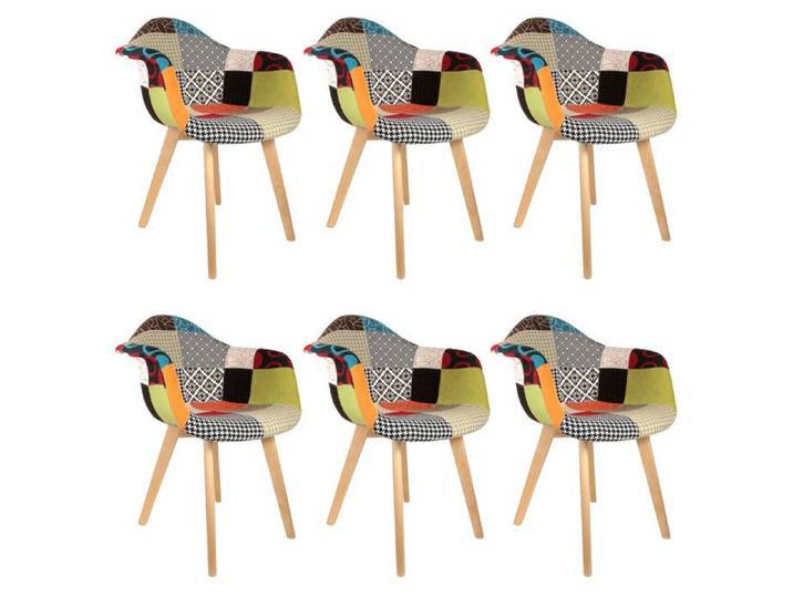 PATCHWORK - Lot de 6 Fauteuils Scandinaves Multicolore