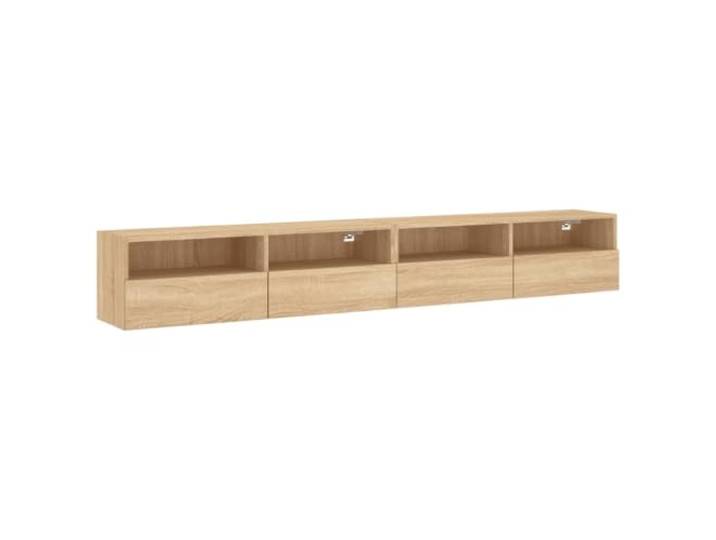 LMTYOENFG TV-Wandschrank 2er Set Sonoma-Eiche 100x30x30 cm Holzwerkstoff Schwebende Lowboards im 2er-Set schaffen Platz im Wohnzimmer und Schlafzimmer mit geschlossenen Fächern für Ordnung.