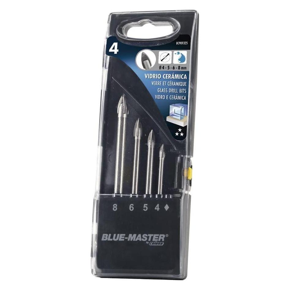 Bluemaster Standard spear point drill bits, glass and porcelain ø4-5-6-8 mm, 4 piece set (70296964)