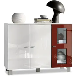 SIDEBOARD Denjo Tür in Bordeaux Hochglanz
